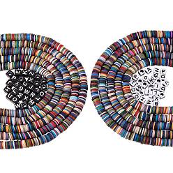 (52) Непрозрачная лаванда 10 нитки ручной работы бусины из полимерной глины нитки, диск хейши бусины и 60 шт непрозрачные акриловые бусины со случайной начальной буквой, разноцветные, около 380~400 шт / нитка, 17.7 дюйм, 10 пряди и 30 шт. / Стиль, 60 шт