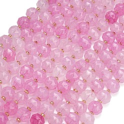 Pink Нити из окрашенных бусин, имитирующих нефритовое стекло, круглые, граненые, розовые, 9.5~10 мм, отверстие : 1.5 мм, около 36 шт / нитка, 15.12'' (38.4 см)
