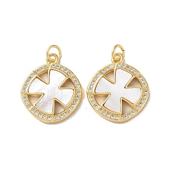 Клевер Латунные микропаве прозрачные подвески с фианитом, без кадмия и без свинца, с оболочкой, реальный 18 k позолоченный, клевер, 21x17.5x3 мм, отверстие : 3 мм