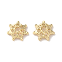Golden Brass Bead Caps, Long-Lasting Plated, Lead Free & Cadmium Free, Flower, Golden, 9x9x3mm, Hole: 1.8mm