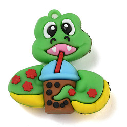 Зеленый лайм ПВХ подвески, змея, для брелка, зеленый лайм, 46.5x43x16 мм, отверстие : 3 мм