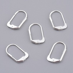 925 Sterling Silver Plated Brass Leverback Earring Findings, 925 Sterling Silver Plated, 17x10x1.5mm, Pin: 0.7mm