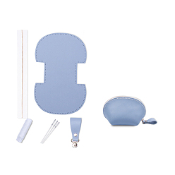 Васильковый Набор для самостоятельного изготовления кошелька в форме ракушки на молнии, включая материалы для сумок из коровьей кожи, васильковый, 115x73x58 мм