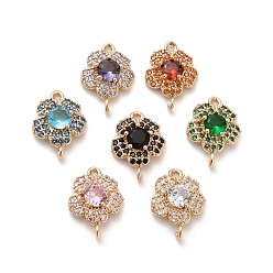 Light Gold Подвески для стеклянных разъемов, звенья из латуни с прозрачным кубическим цирконием, без кадмия, без никеля и без свинца, разноцветные, золотой свет, 16x12x4 мм, отверстия : 1.2 mm и 1.5 мм