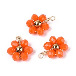 Коралловый Стекло с 304 подвесками из нержавеющей стали, , граненые, коралл, 10.5~11x9x3 мм, отверстие : 1.4 мм