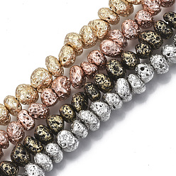 (52) Непрозрачная лаванда Гальванические бусины из натуральной лавы, самородки, разноцветные, 6~10x6~10x5~8 мм, отверстие : 1 мм, около 52~54 шт / нитка, 14.17 дюйм ~ 14.96 дюйм (36~38 см)