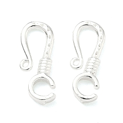 Посеребрённый Крючки и S замочки-крючки, латунь , долговечный, без свинца и без кадмия, стойки покрытие, 925 серебро покрытием, 14x5.5x2 мм, отверстия : 0.6 mm и 2.2 мм