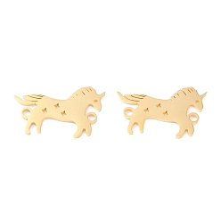 Настоящее золото 18K 201 ссылки нержавеющей стали, ручная полировка, лошадь с вакуумным покрытием star pvd, реальный 18 k позолоченный, 13x21x1.5 мм, отверстие : 1.6 мм