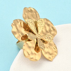 Золотой 304 из нержавеющей стали манжеты кольца, цветок, без кадмия и без свинца и без никеля, золотые, 41.5x41.5 мм, размер США 7 1/4 (17.5 мм)