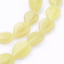 Lemon Jade Natural Lemon Jade Beads Strands, teardrop, 18x13x5mm, Hole: 1mm, about 22pcs/strand, 15.7 inch(40cm)