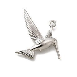 Нержавеющая Сталь Цвет 304 подвески из нержавеющей стали, прелести колибри, анти-тускнение, цвет нержавеющей стали, 32.5x22.5x3.5 мм, отверстие : 1.8 мм