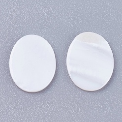 Neige Cabochons coquille, ovale, neige, 8.5~9x7x0.8~1mm