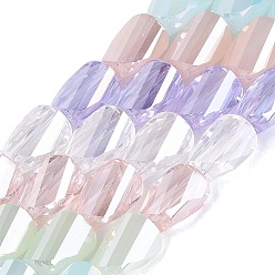 Gemischte Farbe Galvanisierte Glasperlenstränge in verschiedenen Stilen, Twist, facettiert, Gemischte Farbe, 9~9.5x6~6.5x4~5 mm, Bohrung: 1~1.4 mm, ca. 42~50 Stk. / Strang, 15.16~18.11 Zoll (38.5~46 cm)
