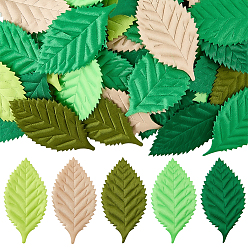 Mixed Color 100Pcs Artificial Polyester Leaf, for Wedding Party Home Room Decoration Marriage Accessories, Mixed Color, 63x35x1mm