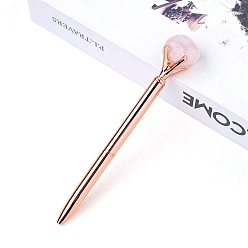 Розовый Кварц Шариковая ручка из натурального розового кварца, шариковая ручка из нержавеющей стали, офисные школьные принадлежности, 150 мм