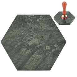 чирок Подставки под мраморную восковую печать, для сургучной печати, шестиугольник, с коробкой, зелено-синие, 11.3x9.85x1.65 см