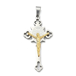 Золотой & Цвет Нержавеющей Стали 304 подвески из нержавеющей стали, амулет с изображением распятия Иисуса, с 201 защелкой из нержавеющей стали на поручнях, ионное покрытие (ip), золотые и нержавеющая сталь цвет, 43x21.5x4.5 мм, отверстие : 6x3.5 мм