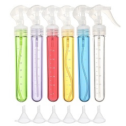 Mixed Color DIY Cosmetics Storage Containers Kits, with PET Plastic Portable Spray Bottle and Plastic Funnel Hopper, Mixed Color, 21.6x2.8cm, Capacity: 35ml, 6pcs/set