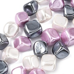 Сливовый Гальванические оболочки жемчужные бусы пряди, самородки, слива, 12~14x12~16x9~14 мм, отверстие : 0.7~0.9 мм, около 29 шт / нитка, 15.28'' (38.8 см)