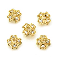 Золотой Колпачки для бусин из цветочной латуни с микропаве из кубического циркония, стойки покрытие, долговечный, без свинца и без кадмия, золотые, 6.5x6.5x2.5 мм, отверстие : 1 мм