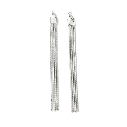 Платинированный Латунь кисточкой подвески, Реальная платина, 64x4.5x2 мм, отверстие : 1.2 мм