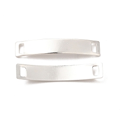 925 Sterling Silver Plated Brass Connector Charms, Cadmium Free & Lead Free, Long-Lasting Plated, Curved Rectangle Links, 925 Sterling Silver Plated, 6x34x1mm, Hole: 2x4mm