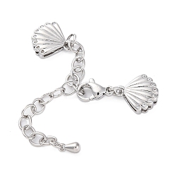 Платина Крест латунный микро-паве кубический цирконий удлинитель цепи, с обочины цепей и когтя омара застежками, без кадмия, без никеля и без свинца, оболочка, платина, 75.5 мм