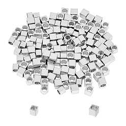 Stainless Steel Color 304 Stainless Steel Spacer Beads, Cube, Stainless Steel Color, 2.5x2.5x2.5mm, 3x3x3mm, Hole: 2mm, 160pcs/box