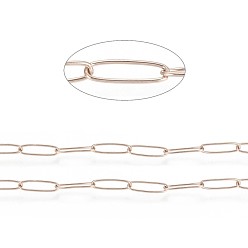 Розовое Золото Ионное покрытие (ip) 304 цепи для канцелярских скрепок из нержавеющей стали, пайки, с катушкой, розовое золото , 10x2.5x0.5 мм, около 65.61 футов (20 м) / рулон