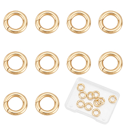 Настоящее золото 18K 10шт. латунные пружинные кольца-затворы, без никеля , кольцо, реальный 18 k позолоченный, 11.8x2.2 мм