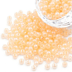 Персиковый Слойка 6/0 бисер имитация нефрита, блеск, окрашенные, круглые, розовые, 4x3 мм, отверстие : 1.2 мм, о 450 г / мешок