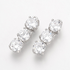 Платинированный Латуни циркония кубической подвески, без никеля , Реальная платина, 22x6x5 мм, отверстие : 1.5 мм