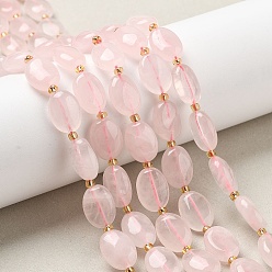 Розовый Кварц Природного розового кварца нитей бисера, Плоско-овальные, с бисером, класса AB, 14~14.5x10x5~6 мм, отверстие : 1 мм, около 25 шт / нитка, 14.96~15.35 дюйм (38~39 см)