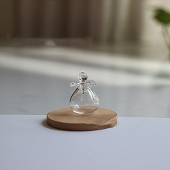 Прозрачный Миниатюрная стеклянная бутылка, с крышкой, аксессуары для кукольного домика с микро-ландшафтом, притворяясь опорными украшениями, прозрачные, 22x19 мм