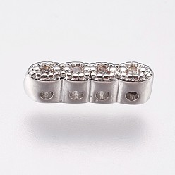 Платина Латунь микро проложить кубические циркониевые прокладки, прозрачные, платина, 10.5x2.5x3 мм, отверстие : 1 мм