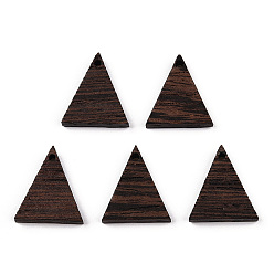 Coconut Brown Natural Wenge Wood Pendants, Undyed, Triangle Charms, Coconut Brown, 17x15x3.5mm, Hole: 1.4mm