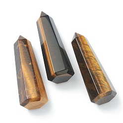 Тигровый глаз Заостренное украшение для дисплея с натуральным тигровым глазом, исцеляющие каменные палочки, для рейки чакра медитативная терапия decos, граненые, пуля, 26~27.5x80~82.5 мм