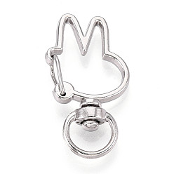 Платина Зажимные крюки, кролик, платина, 35.2x19x5.5~6 мм, отверстие : 5x8.6~9 мм