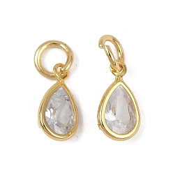 Настоящее золото 18K Латунные микро проложить кубического циркония подвески, слезинки, с целью перехода в кольце, долговечный, без кадмия и без свинца, стойки покрытие, реальный 18 k позолоченный, 10x6x3 мм, отверстие : 3 мм