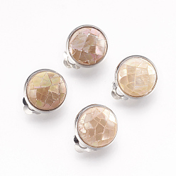 Перу Серьги-клипсы, с латунной фурнитурой платинового цвета, полукруглый, Перу, 16x13.5x11 мм