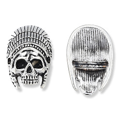 Antique Silver Tibetan Style Alloy Beads, Cadmium Free & Lead Free, Skull, Antique Silver, 18.5x12.5x8mm, Hole: 1.6mm, about 390pcs/1000g