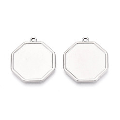 Нержавеющая Сталь Цвет 304 Настройки кабошон из нержавеющей стали кулон, восьмиугольник, цвет нержавеющей стали, 28x25.5x2 мм, отверстие : 1.8 мм, лоток : 22x22 мм