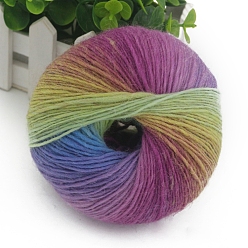 Разноцветный Шерстяная нить градиентного цвета, секционная окрашенная исландская шерстяная нить, мягкий и теплый, для шали-шарфа ручной вязки, красочный, 2 мм