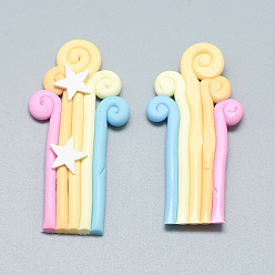 Colorful Handmade Polymer Clay Cabochons, Rainbow, Colorful, 47~54x22~25x3mm