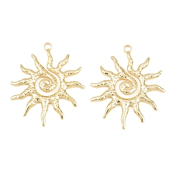 Oro 304 colgantes de acero inoxidable, dijes de sol en espiral martillados, chapado en rack, larga duración plateado, dorado, 40x33x2.5 mm, agujero: 2.5 mm