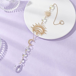 Золотой Стеклянные подвесные ловцы солнца, с латунным звеном и 201 подвесками из нержавеющей стали, создатель радуги, для наружного украшения сада, золотые, 320 мм