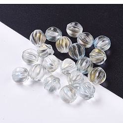 Clear Transparent Glass Beads, with Glitter Powder, Pumpkin, Clear, 10.5mm, Hole: 1mm