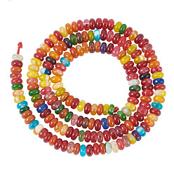 Mixed Color 1 Strand Natural Agate Beads Strands, Dyed & Heated, Rondelle, Mixed Color, 4~5x1.5~2mm, Hole: 0.7mm, about 190~216pcs/strand, 14.61~15.35 inch(37.1~39cm)