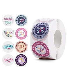 Разноцветный 500шт рулон наклеек, Спасибо, самоклеящиеся бумажные наклейки, для партии, декоративные подарки, красочный, 25x0.1 мм