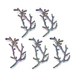 Rainbow Color Alloy Chandelier Component Links, Cadmium Free & Lead Free, Branch, Rainbow Color, 50x25x4mm, Hole: 1.8mm